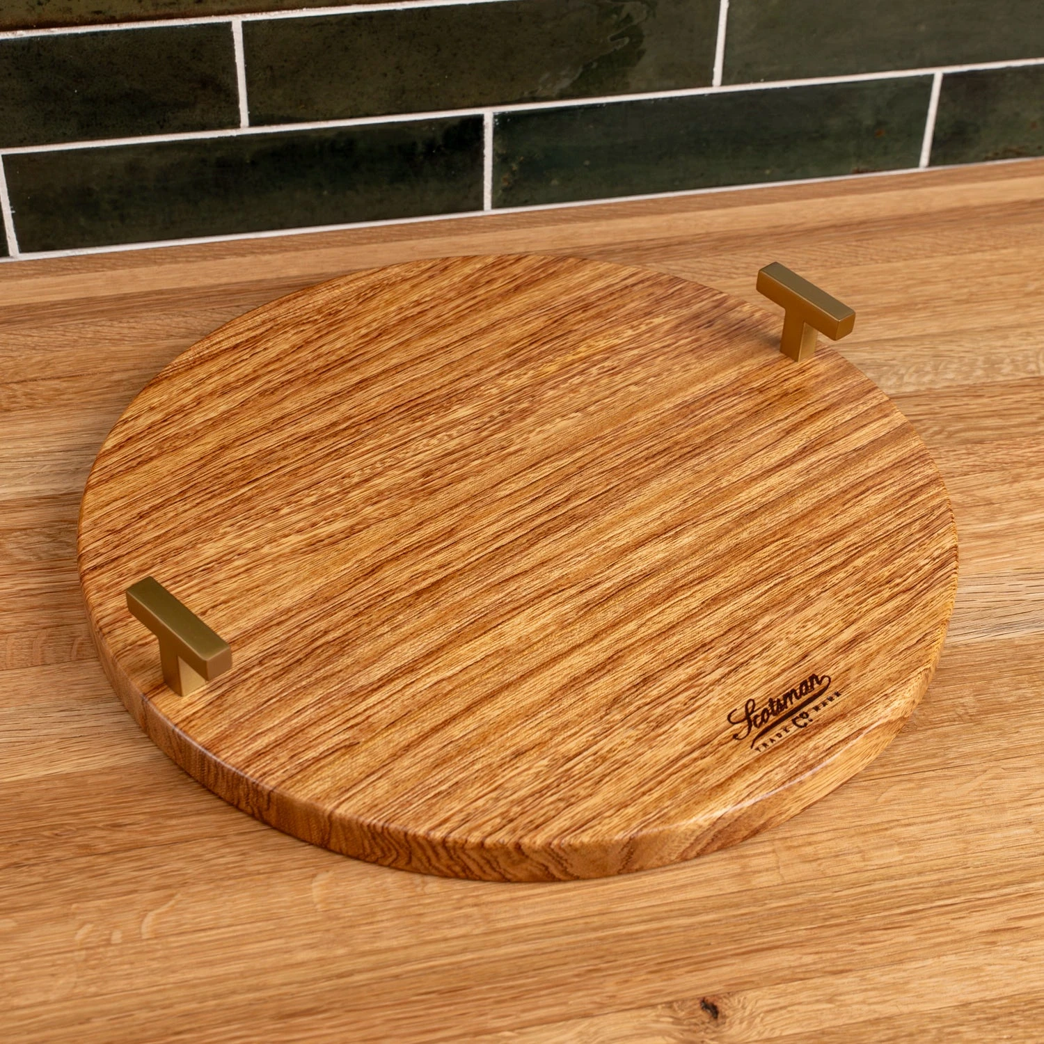 Brazilian Oak Round Serving Tray 1 Brazilian Oak Round Serving Tray