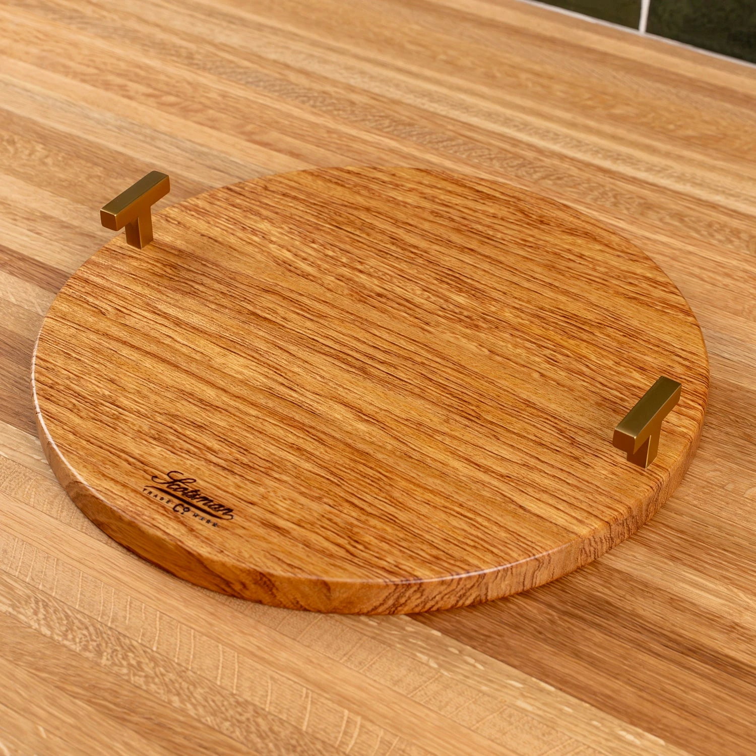Brazilian Oak Round Serving Tray 6 Brazilian Oak Round Serving Tray - Image 6