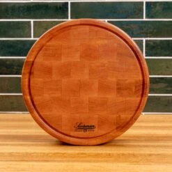 Cherry End Grain Round Butcher Block With Juice Groove -Cheap Carving Boards Store Cherry End Grain Round Butcher Block with Juice Groove medium