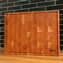 Cherry End Grain Rectangle Butcher Block With Juice Groove -Cheap Carving Boards Store Cherry Rectangle End Grain with Juice Groove Large 00003