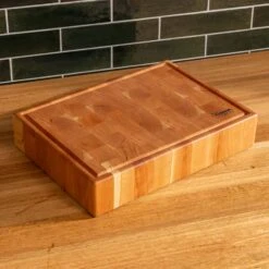 Cherry End Grain Rectangle Butcher Block With Juice Groove -Cheap Carving Boards Store Cherry Rectangle End Grain with Juice Groove Medium 00002