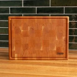 Cherry End Grain Rectangle Butcher Block With Juice Groove -Cheap Carving Boards Store Cherry Rectangle End Grain with Juice Groove Medium 00006