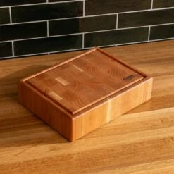 Cherry End Grain Rectangle Butcher Block With Juice Groove -Cheap Carving Boards Store Cherry Rectangle End Grain with Juice Groove Small 00002