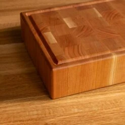 Cherry End Grain Rectangle Butcher Block With Juice Groove -Cheap Carving Boards Store Cherry Rectangle End Grain with Juice Groove Small 00005