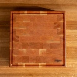Cherry End Grain Square Butcher Block With Juice Groove -Cheap Carving Boards Store Cherry Square End Grain Butcher Block with Juice Groove Large 00001