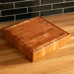 Cherry End Grain Square Butcher Block With Juice Groove -Cheap Carving Boards Store Cherry Square End Grain Butcher Block with Juice Groove Large 00002