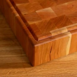 Cherry End Grain Square Butcher Block With Juice Groove -Cheap Carving Boards Store Cherry Square End Grain Butcher Block with Juice Groove Large 00005