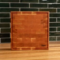 Cherry End Grain Square Butcher Block With Juice Groove -Cheap Carving Boards Store Cherry Square End Grain Butcher Block with Juice Groove Large 00006