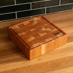 Cherry End Grain Square Butcher Block With Juice Groove -Cheap Carving Boards Store Cherry Square End Grain Butcher Block with Juice Groove Medium 00002