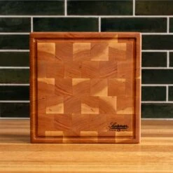 Cherry End Grain Square Butcher Block With Juice Groove -Cheap Carving Boards Store Cherry Square End Grain Butcher Block with Juice Groove Medium 00005