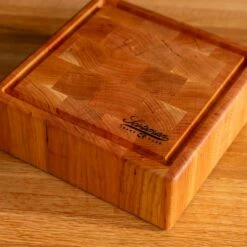 Cherry End Grain Square Butcher Block With Juice Groove -Cheap Carving Boards Store Cherry Square End Grain Butcher Block with Juice Groove Small 00003