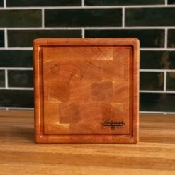 Cherry End Grain Square Butcher Block With Juice Groove -Cheap Carving Boards Store Cherry Square End Grain Butcher Block with Juice Groove Small 00006