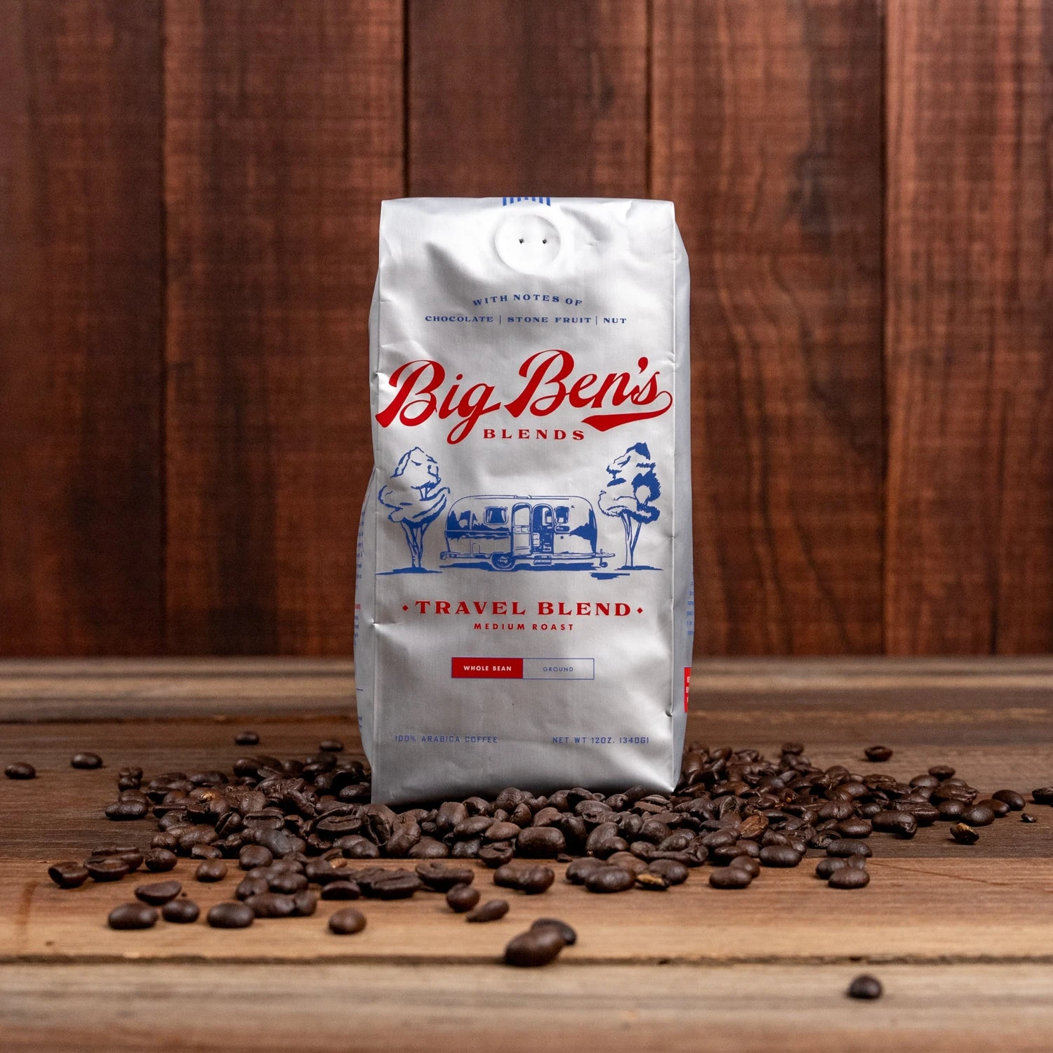 Travel Blend Whole Bean Bag 12oz Bag 2 Travel Blend Whole Bean Bag 12oz Bag - Image 2