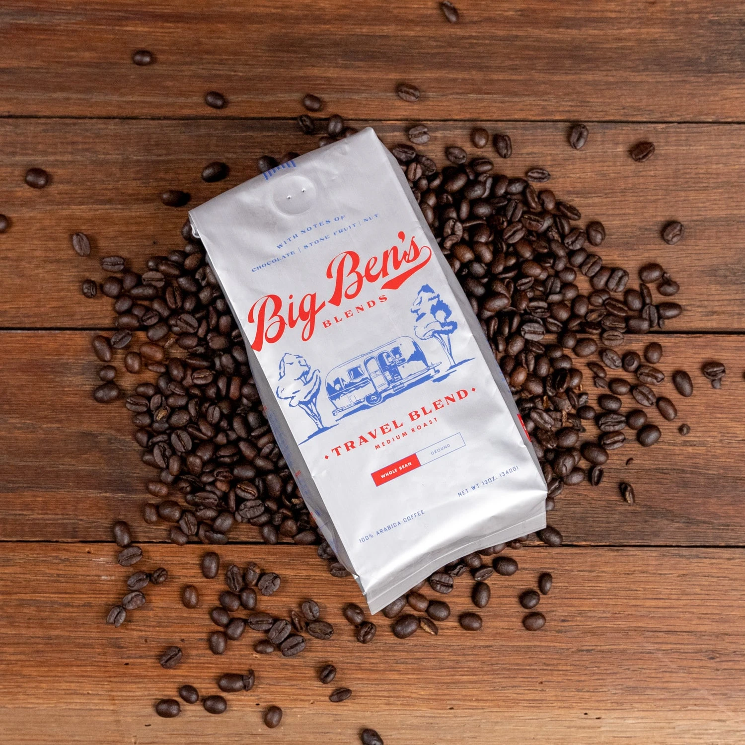 Travel Blend Whole Bean Bag 12oz Bag 3 Travel Blend Whole Bean Bag 12oz Bag - Image 3