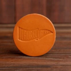 Laurel Pennant Leather Coaster
