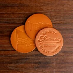Laurel Pennant Leather Coaster -Cheap Carving Boards Store Leather Coasters 00001