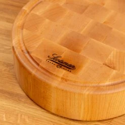Maple End Grain Round Butcher Block With Juice Groove -Cheap Carving Boards Store Maple End Grain Round Butcher Block with Juice Groove 00006