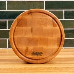 Maple End Grain Round Butcher Block With Juice Groove -Cheap Carving Boards Store Maple End Grain Round Butcher Block with Juice Groove 00010