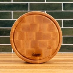 Maple End Grain Round Butcher Block With Juice Groove -Cheap Carving Boards Store Maple End Grain Round Butcher Block with Juice Groove 00011