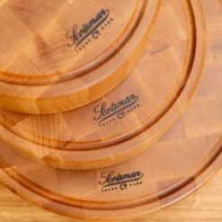 Maple End Grain Round Butcher Block With Juice Groove -Cheap Carving Boards Store Maple End Grain Round Butcher Block with Juice Groove 00017