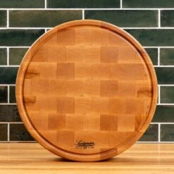 Maple End Grain Round Butcher Block With Juice Groove -Cheap Carving Boards Store Maple End Grain Round Butcher Block with Juice Groove 00022
