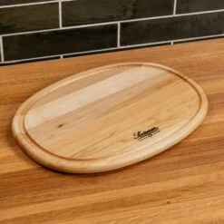 Maple Oval Serving Board With Juice Groove -Cheap Carving Boards Store Maple Oval Serving Board with Juice Groove 00010