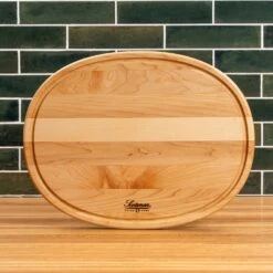 Maple Oval Serving Board With Juice Groove -Cheap Carving Boards Store Maple Oval Serving Board with Juice Groove 00022