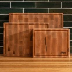 Maple End Grain Rectangle Butcher Block With Juice Groove