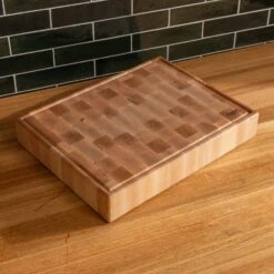 Maple End Grain Rectangle Butcher Block With Juice Groove -Cheap Carving Boards Store Maple Rectangle End Grain Butcher Block with Juice Groove Large 00002