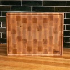 Maple End Grain Rectangle Butcher Block With Juice Groove -Cheap Carving Boards Store Maple Rectangle End Grain Butcher Block with Juice Groove Large 00005