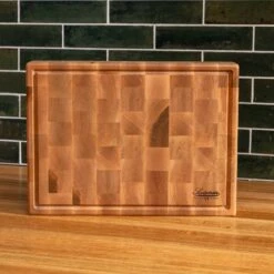 Maple End Grain Rectangle Butcher Block With Juice Groove -Cheap Carving Boards Store Maple Rectangle End Grain Butcher Block with Juice Groove Medium 00006