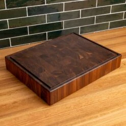 Walnut End Grain Rectangle Butcher Block With Juice Groove -Cheap Carving Boards Store Walnut End Grain Rectangle Butcher Block with Juice Grove large 00002