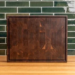 Walnut End Grain Rectangle Butcher Block With Juice Groove -Cheap Carving Boards Store Walnut End Grain Rectangle Butcher Block with Juice Grove large 00005
