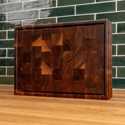 Walnut End Grain Rectangle Butcher Block With Juice Groove -Cheap Carving Boards Store Walnut End Grain Rectangle Butcher Block with Juice Grove medium 00009