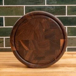 Walnut End Grain Round Butcher Block With Juice Groove 13 Walnut End Grain Round Butcher Block With Juice Groove -Cheap Carving Boards Store Walnut End Grain Round with Juice Groove 00006