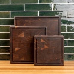 Walnut End Grain Square Butcher Block With Juice Groove