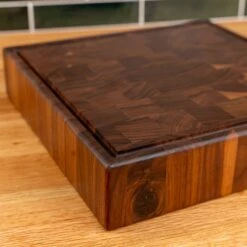 Walnut End Grain Square Butcher Block With Juice Groove -Cheap Carving Boards Store Walnut End Grain Square Butcher Block with Juice Groove large 00005
