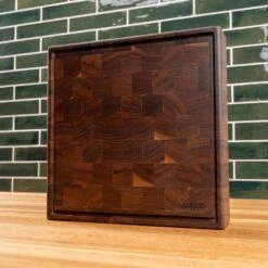Walnut End Grain Square Butcher Block With Juice Groove -Cheap Carving Boards Store Walnut End Grain Square Butcher Block with Juice Groove large 00008