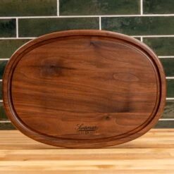 Walnut Oval Serving Board With Juice Groove -Cheap Carving Boards Store Walnut Oval Serving Board with Juice Groove 00019