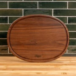 Walnut Oval Serving Board With Juice Groove -Cheap Carving Boards Store Walnut Oval Serving Board with Juice Groove 00022